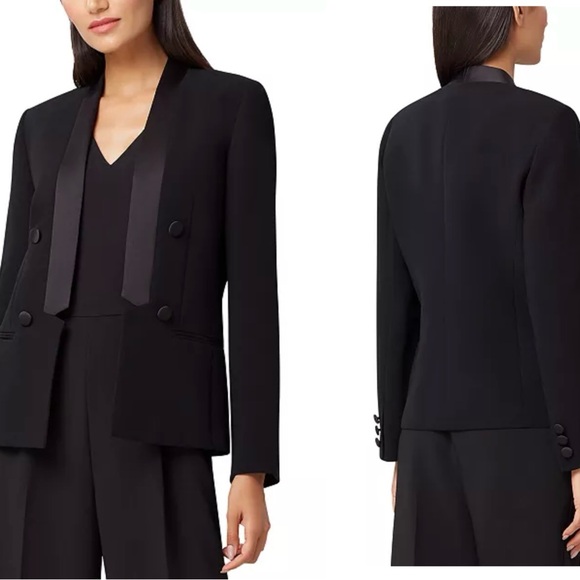 Tahari ASL Jackets & Blazers - Tahari ASL
Satin Trim Double-Breasted Tuxedo Blazer
